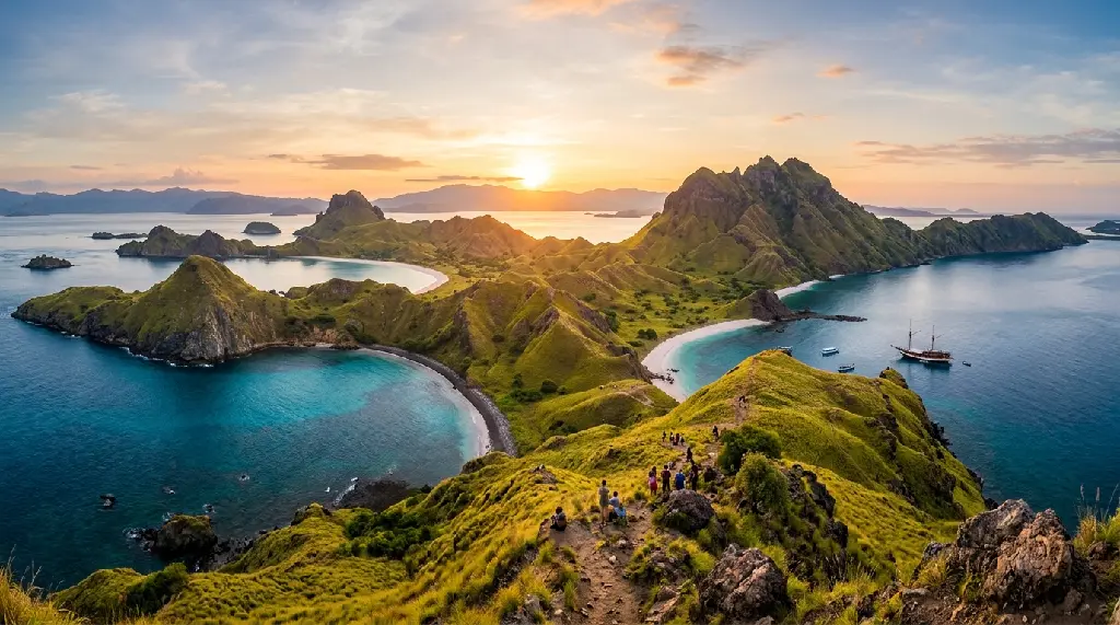 AI Generated Breathtaking Padar Island Viewpoint at Sunrise