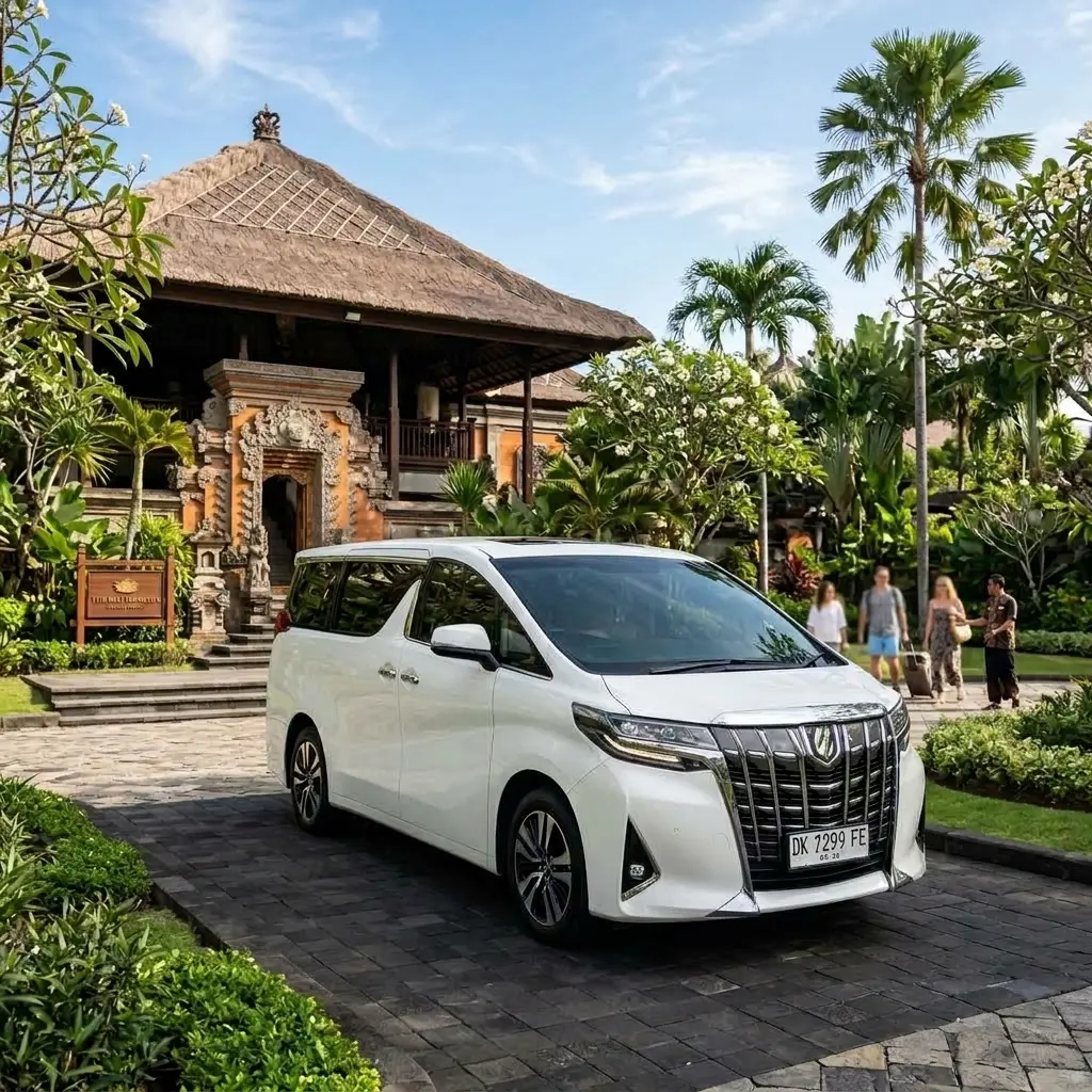 AI Generated Toyota Alphard Bali Resort with Updated Plate
