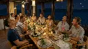 Casual nighttime dinner on a Phinisi boat